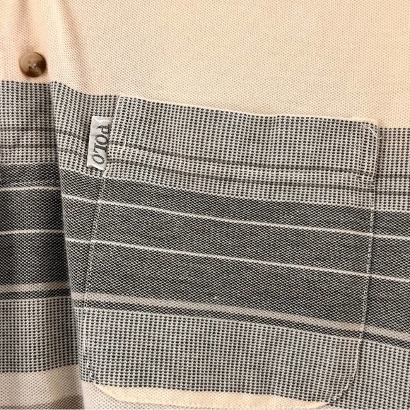 Polo US Open Polo Team Club Grey Cream Striped Pocket Polo Shirt Size 50 - Picture 4 of 13